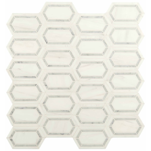 Msi Pavilion Picket 12 In X 12 In. X 10 Mm Polished Marble Mesh-Mounted Mosaic Tile, 10PK ZOR-MD-0298 - main